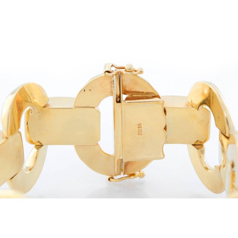 14k Yellow Gold Bracelet with Polished Rectangular Oval Links