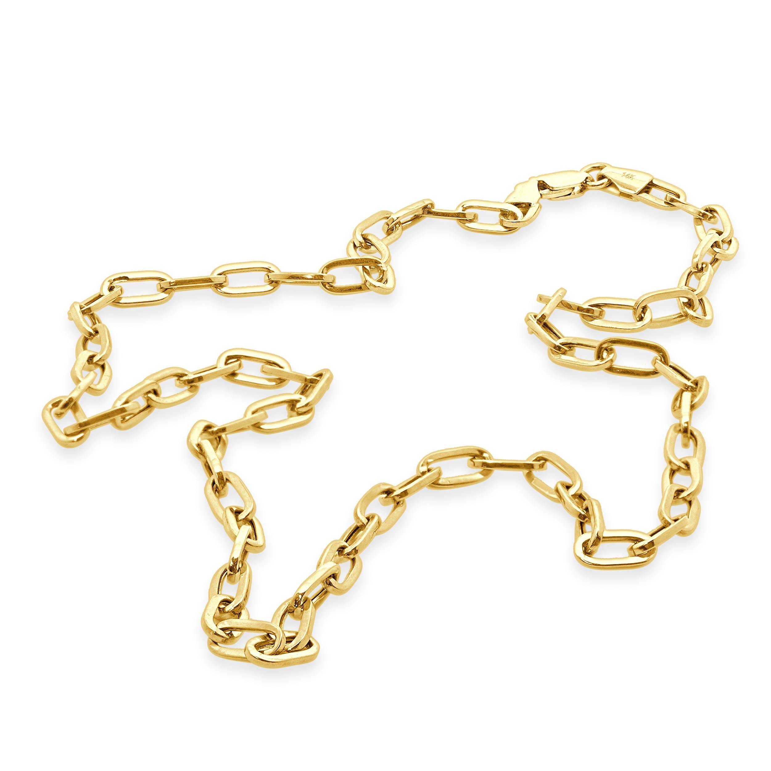 Chaîne à maillons ovales en or jaune 14 carats Pour femmes en vente