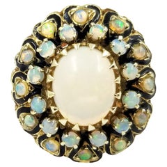 14 Karat Yellow Gold Oval Opal Cocktail Ring