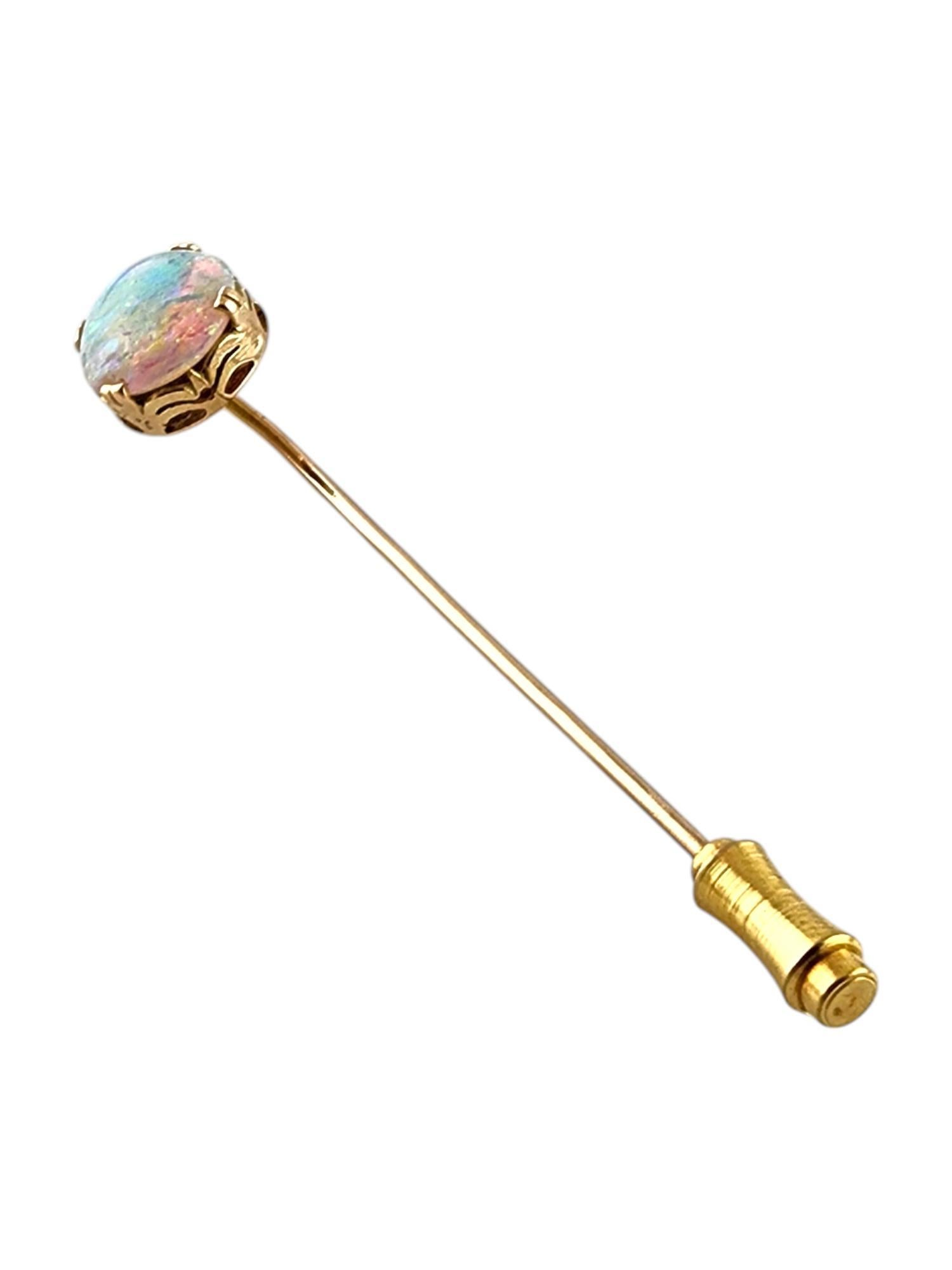 Oval Cut 14 Karat Yellow Gold Oval Opal Stick Pin #19807 For Sale