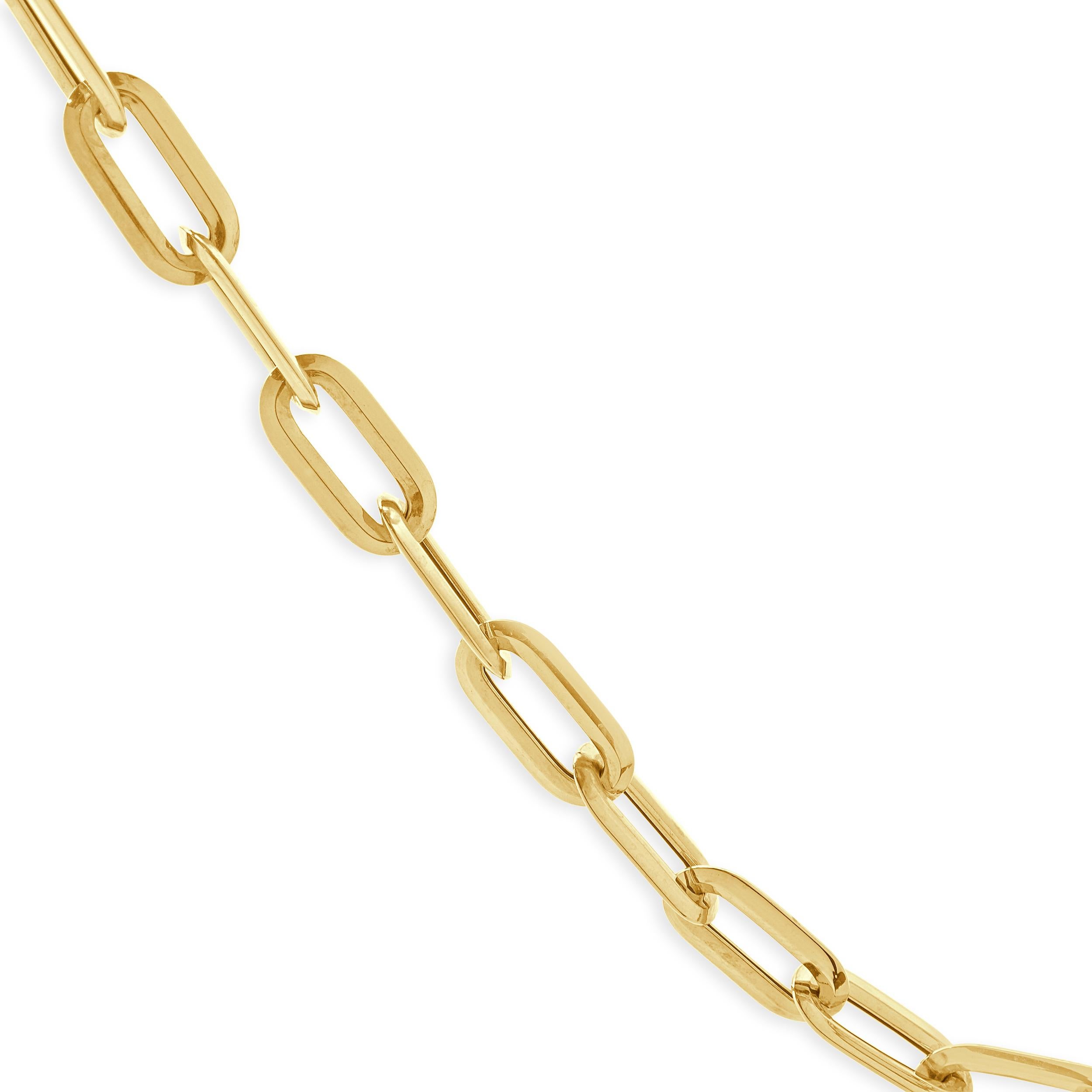 Designer: custom

Material: 14K yellow gold
Dimensions: necklace measures 17.75-inches in length
Weight: 6.90 grams
