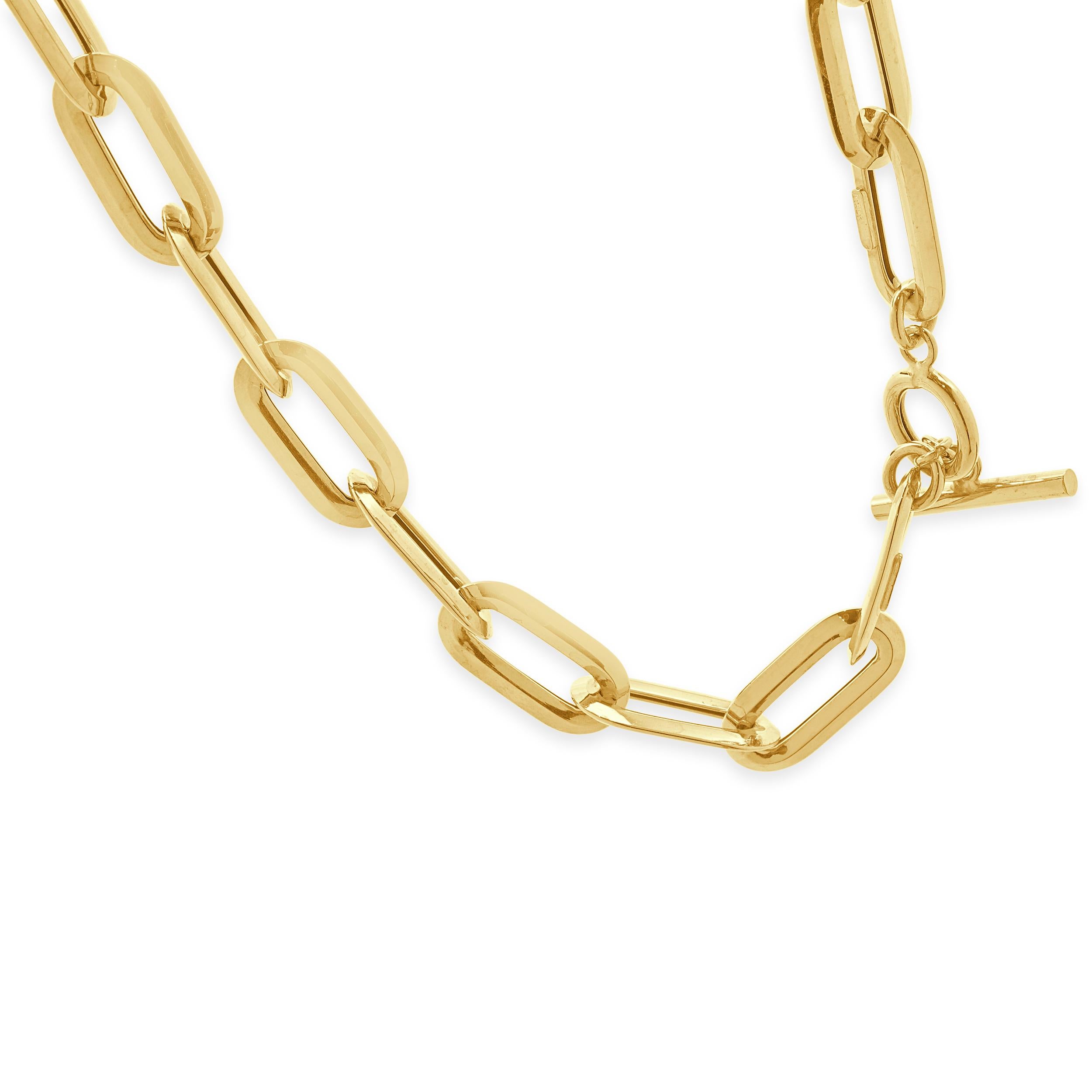 14 Karat Yellow Gold Oval Paperclip Link Necklace In Excellent Condition For Sale In Scottsdale, AZ