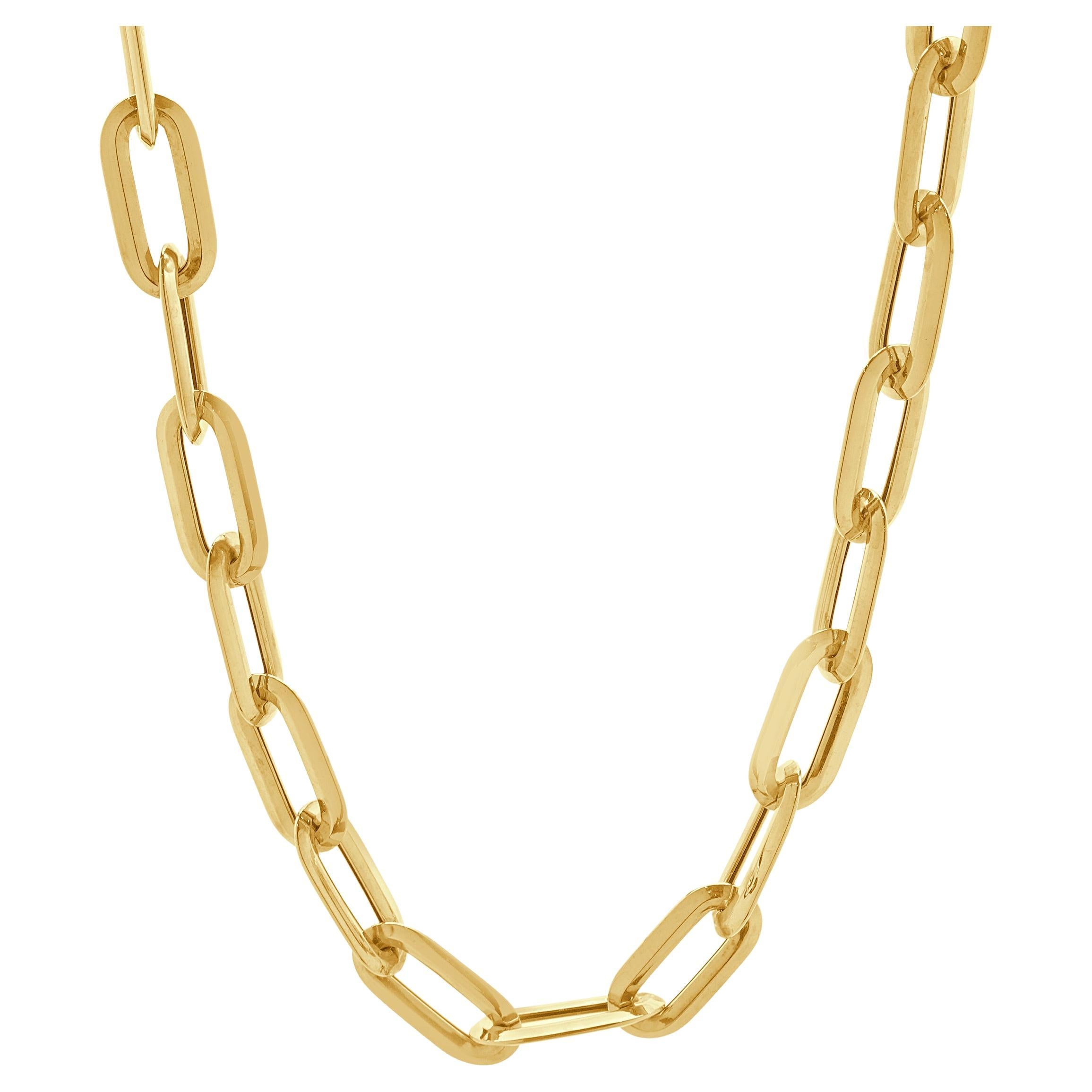 14 Karat Yellow Gold Oval Paperclip Link Necklace