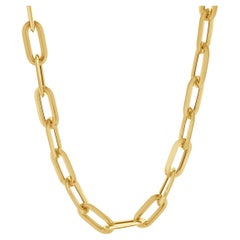 14 Karat Yellow Gold Oval Paperclip Link Necklace