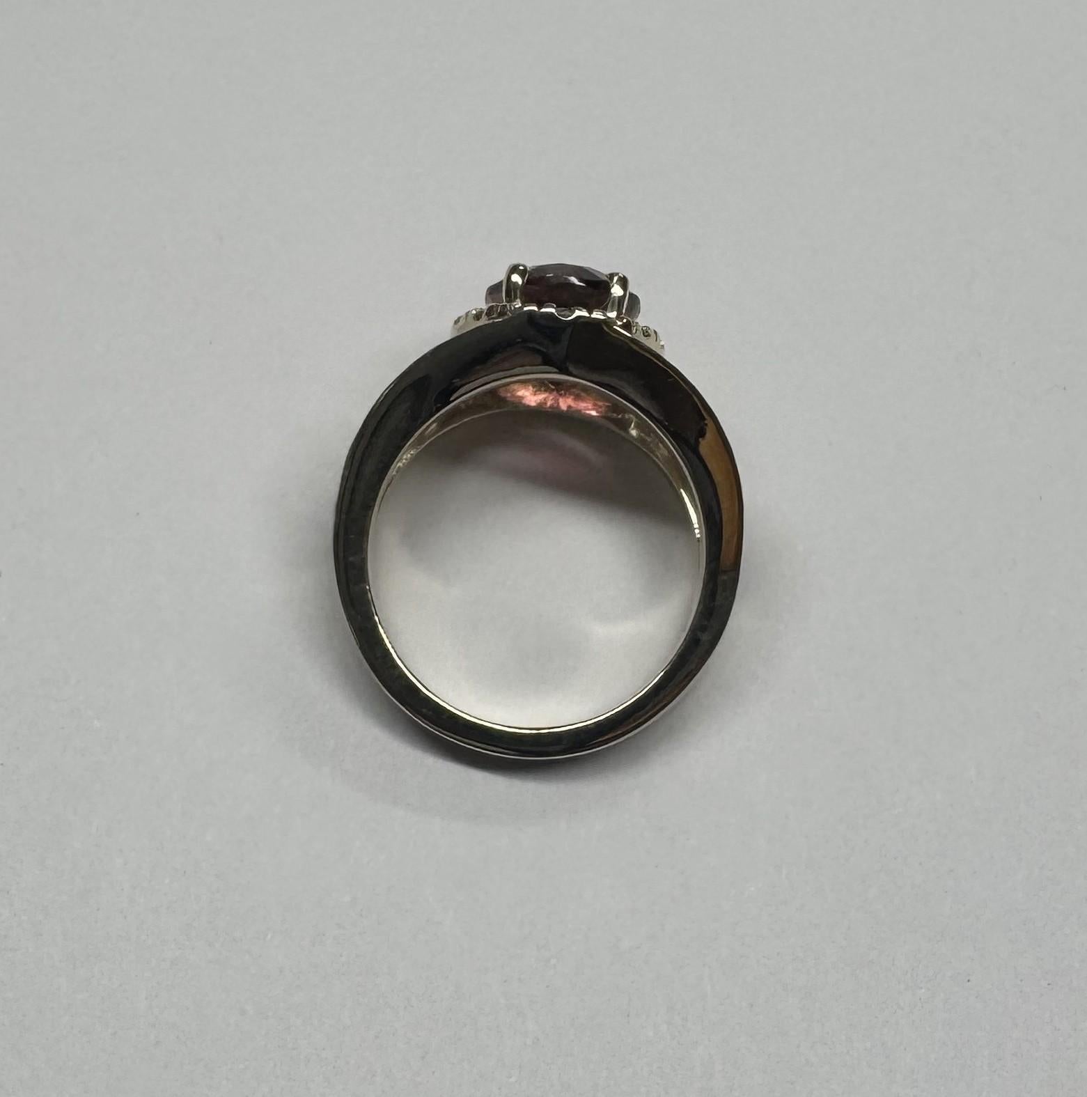 Oval Cut 14 Karat Yellow Gold Oval Pink Tourmaline Diamond Halo Ring For Sale