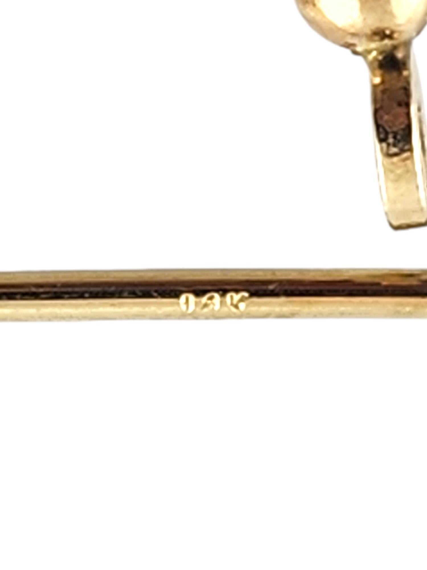 Orecchini a cerchio con perline ovali in oro giallo 14 carati #18996 in vendita 3