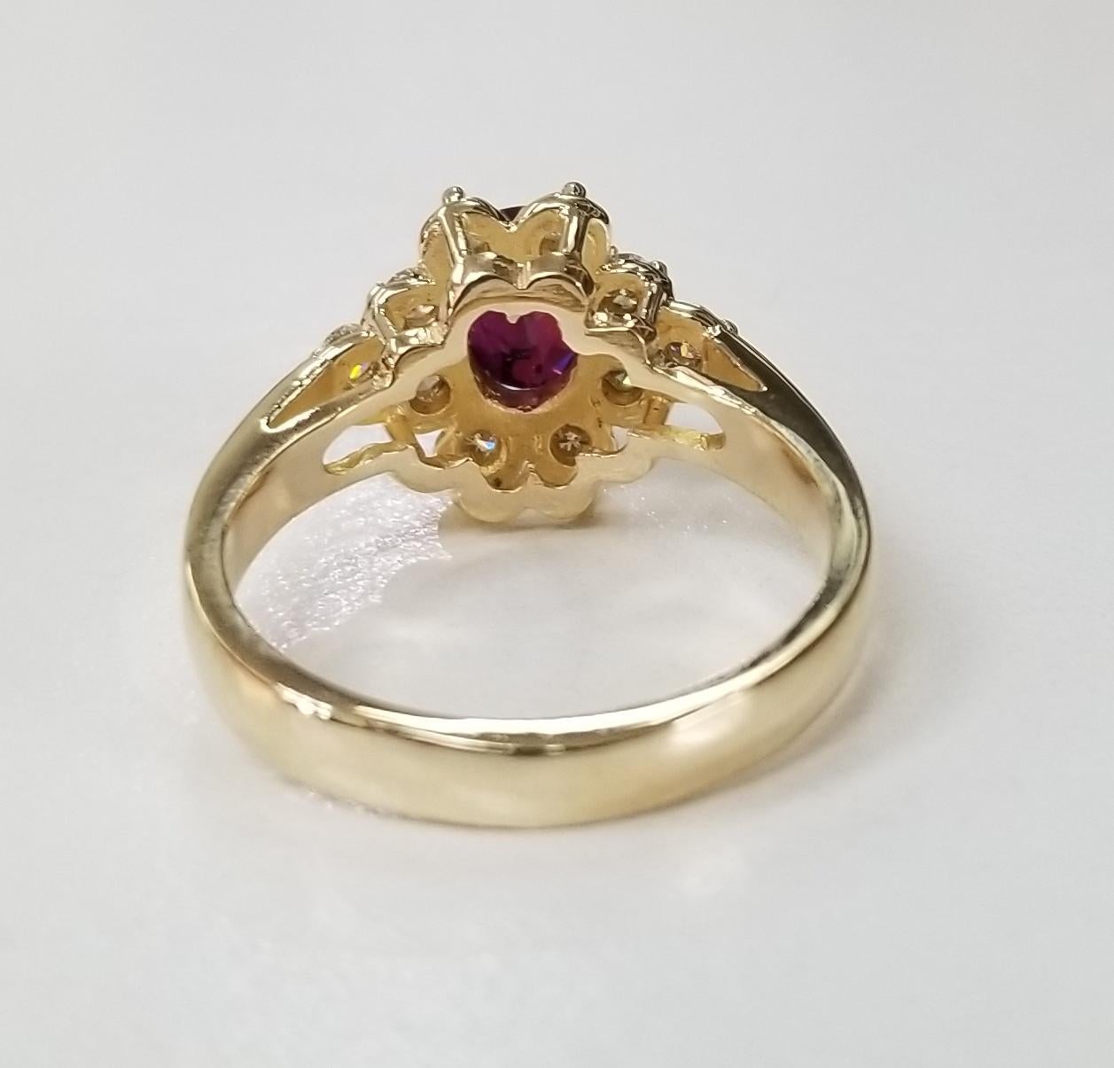 Oval Cut GIA Certified 1.20cts. oval Ruby 14 Karat Yellow Gold Oval Ruby Diamond Ring For Sale