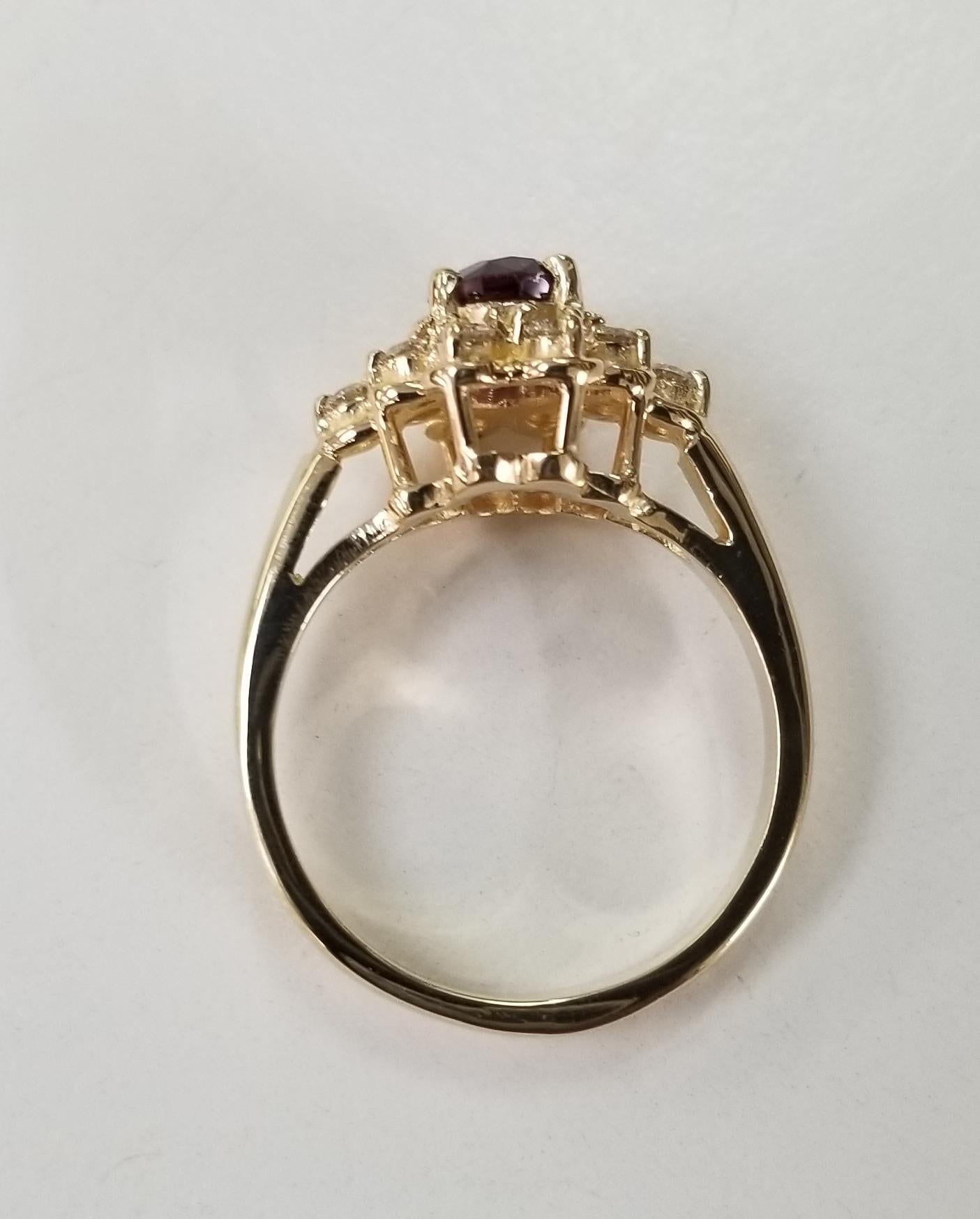 GIA Certified 1.20cts. oval Ruby 14 Karat Yellow Gold Oval Ruby Diamond Ring In New Condition For Sale In Los Angeles, CA