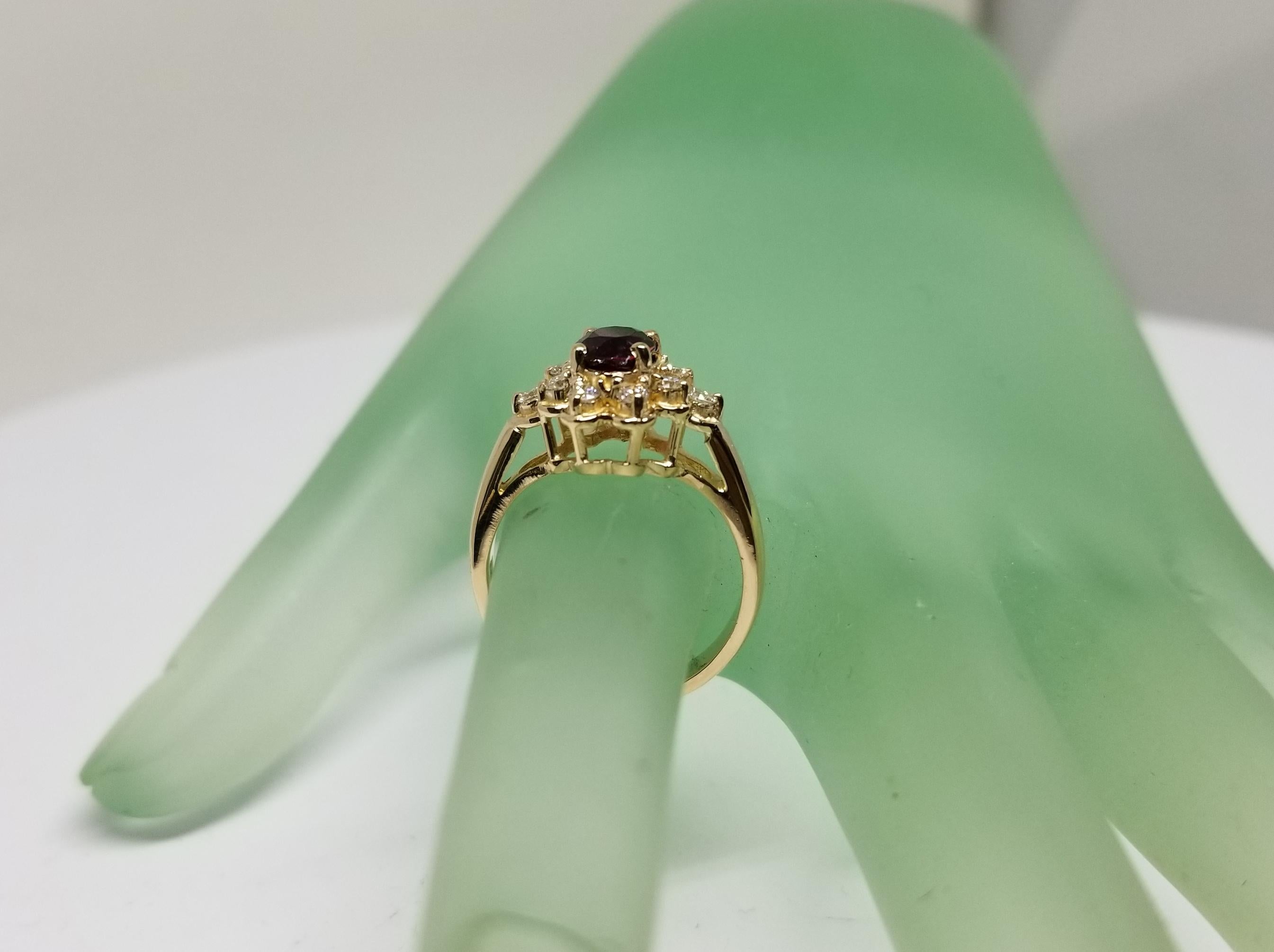 GIA Certified 1.20cts. oval Ruby 14 Karat Yellow Gold Oval Ruby Diamond Ring For Sale 1