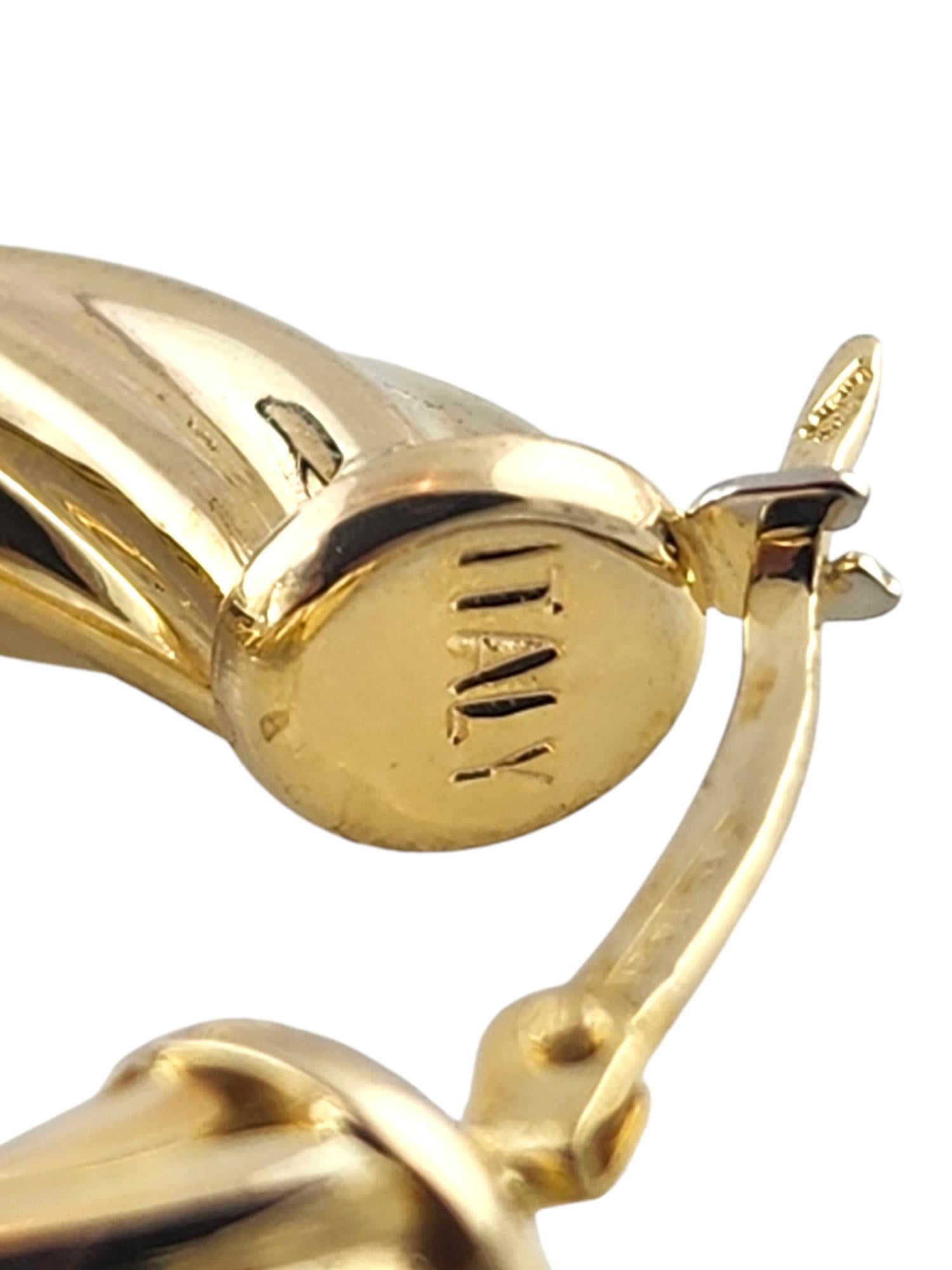 14 Karat Yellow Gold Oval Twisted Hoop Earrings #18987 For Sale 3