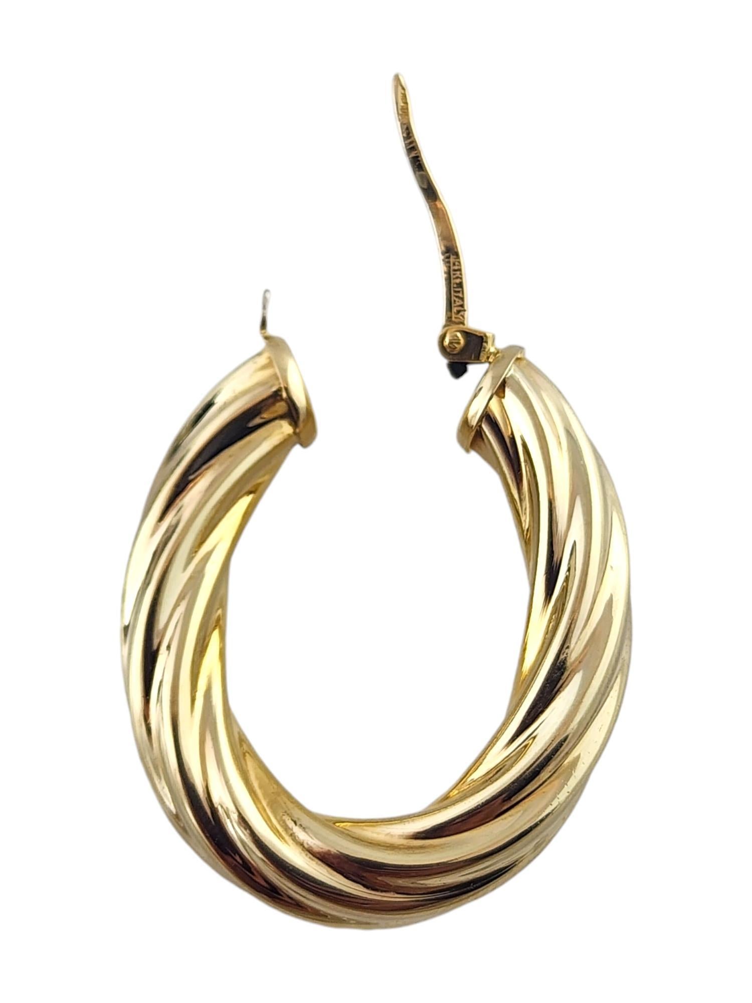 14 Karat Yellow Gold Oval Twisted Hoop Earrings #18987 For Sale 4