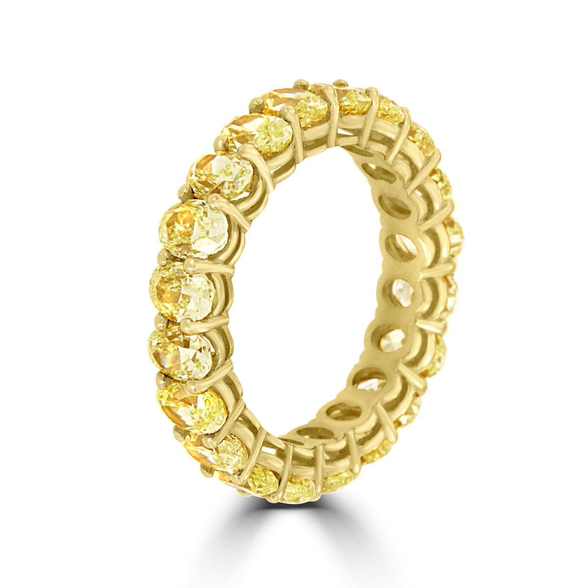 For Sale:  14 Karat Yellow Gold Oval Yellow Diamonds Eternity Ring '5. Carat' 2