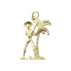 14 Karat Yellow Gold Palm Tree with Man with Machete Charm