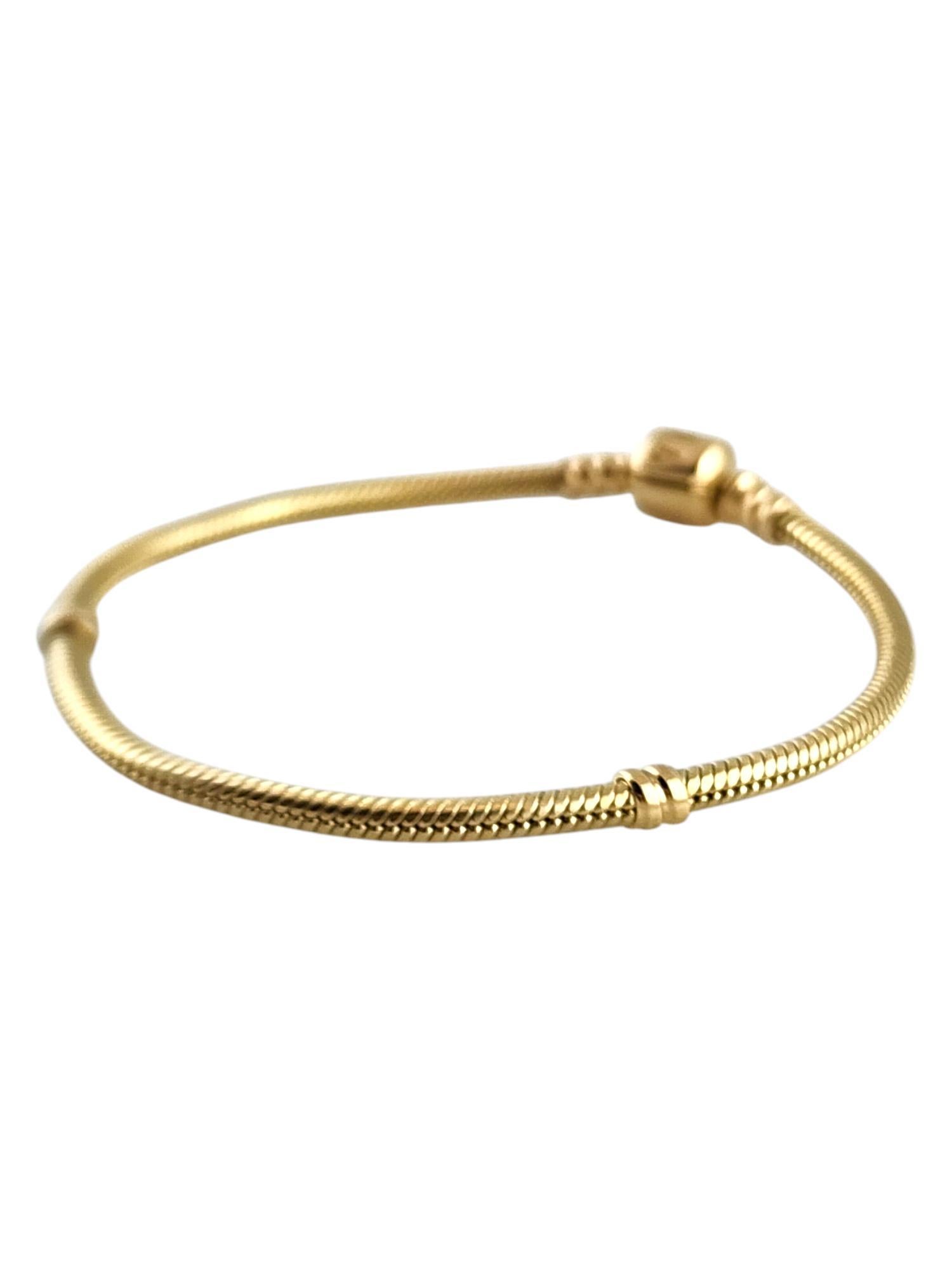 14 Karat Yellow Gold Pandora Snake Chain Bracelet

This classic Pandora snake chain bracelet was meticulously crafted from 14K yellow gold!

Length: 7 3/4