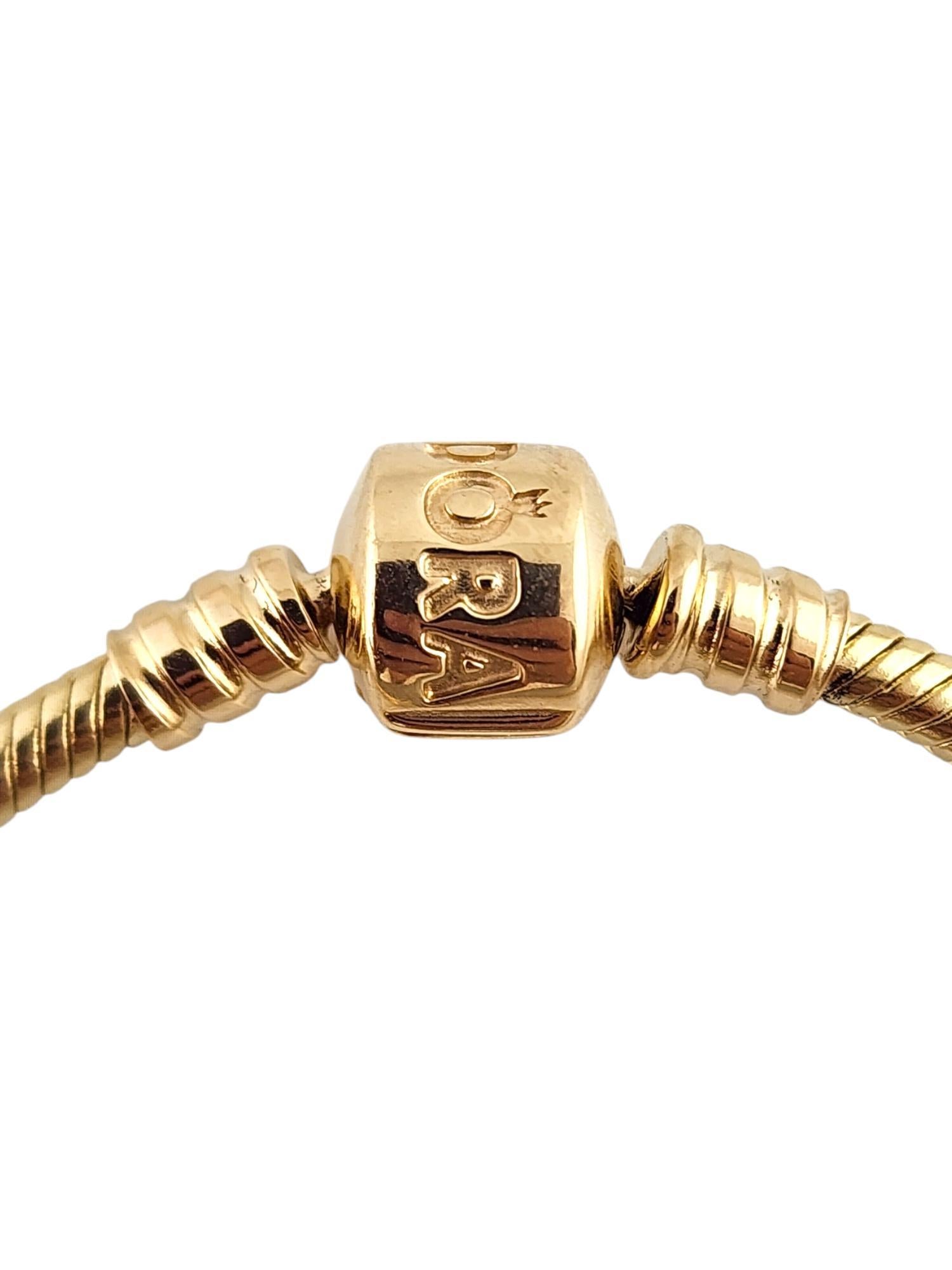 14 Karat Yellow Gold Pandora Snake Chain Bracelet #19799 In Good Condition In Washington Depot, CT