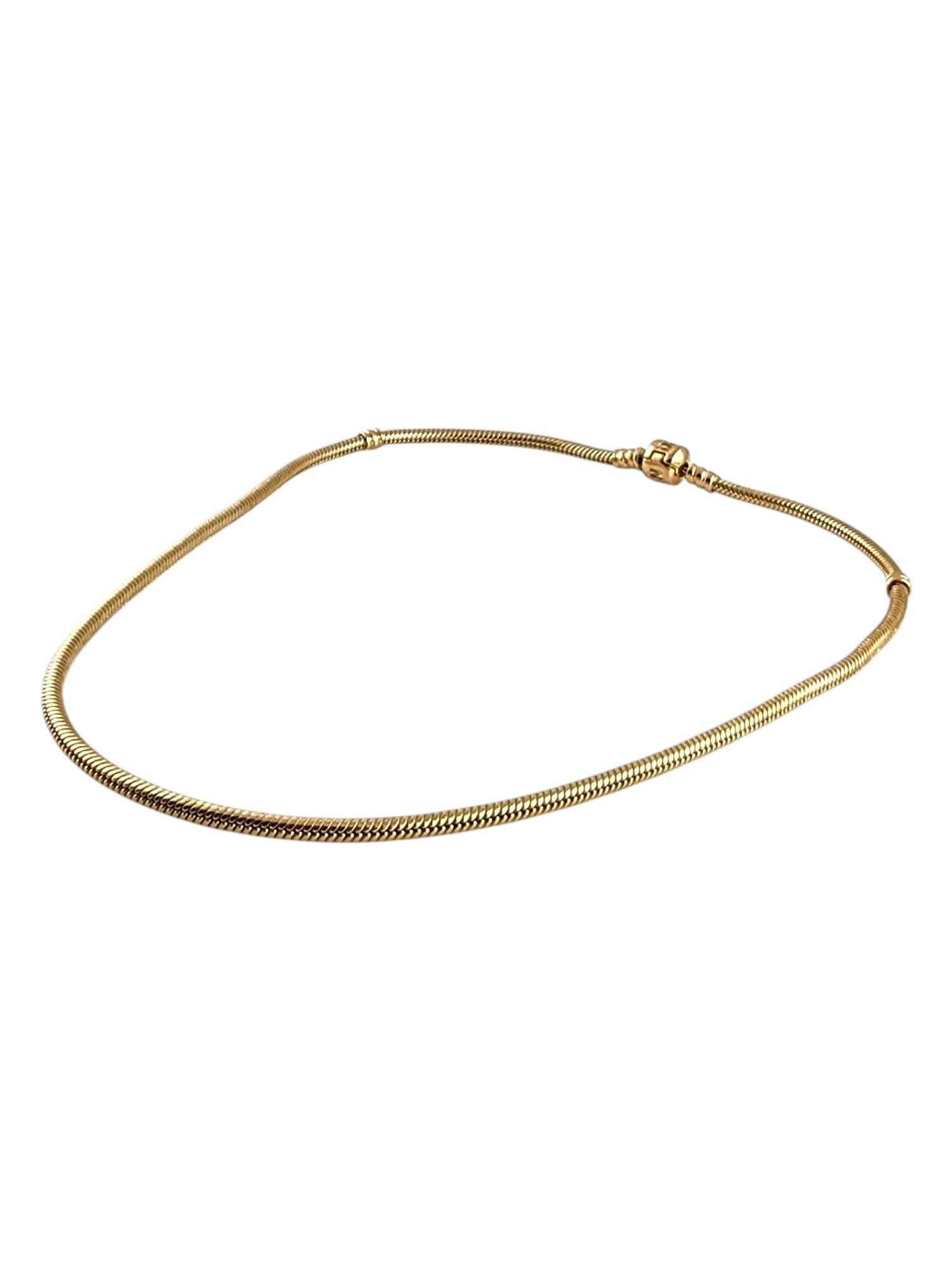 14 Karat Yellow Gold Pandora Snake Chain Necklace

This classic snake chain necklace by Pandora was meticulously crafted from 14K yellow gold!

Length: 16