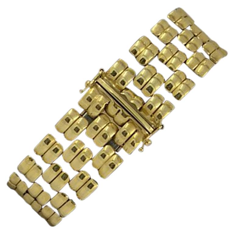 14 Karat Yellow Gold Panther Bracelet, 33.3 Grams