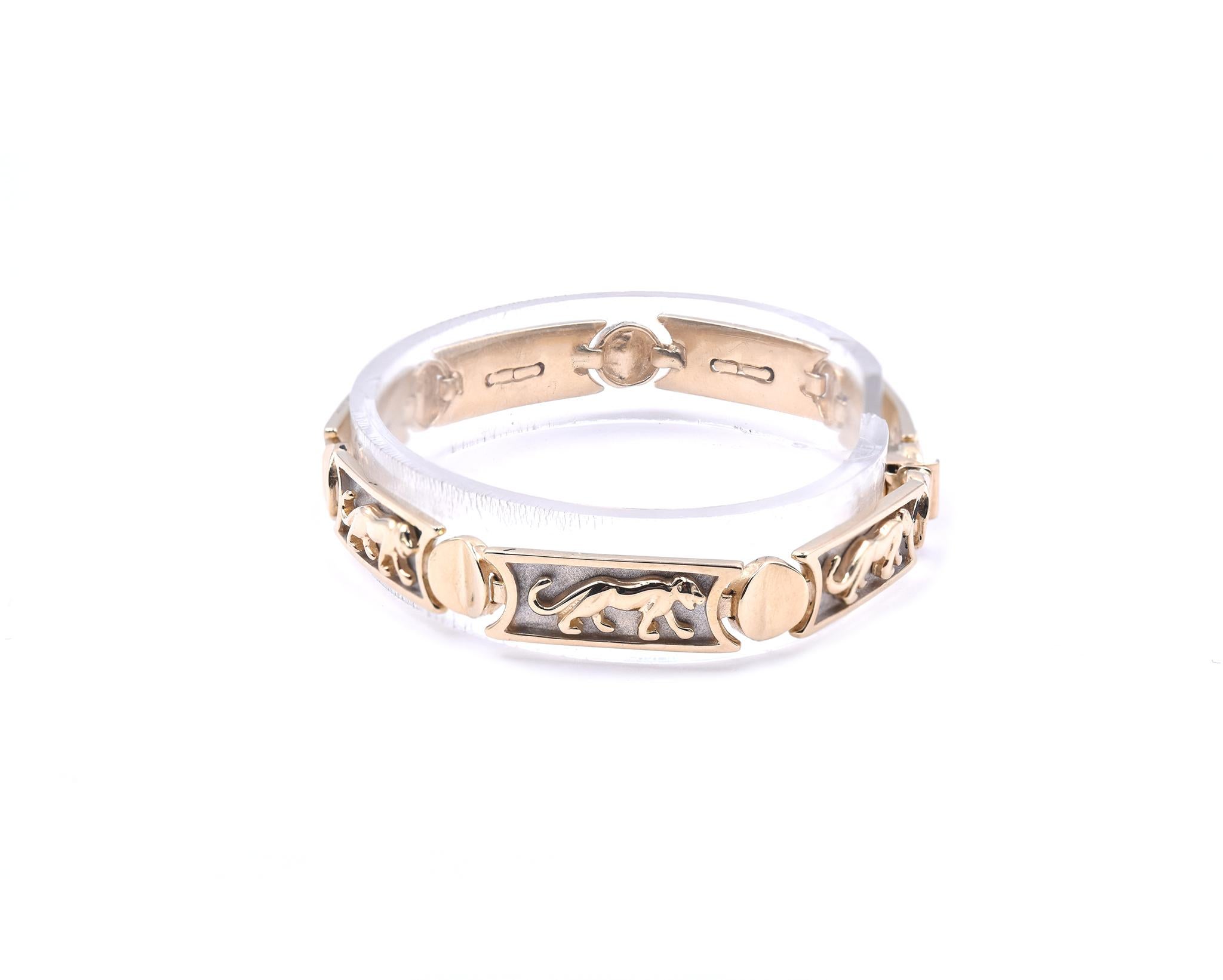 Concepteur : ABR
Matériau : or jaune 14K 
Dimensions : le bracelet mesure 7.25-inches
Poids : 21,32 grammes
