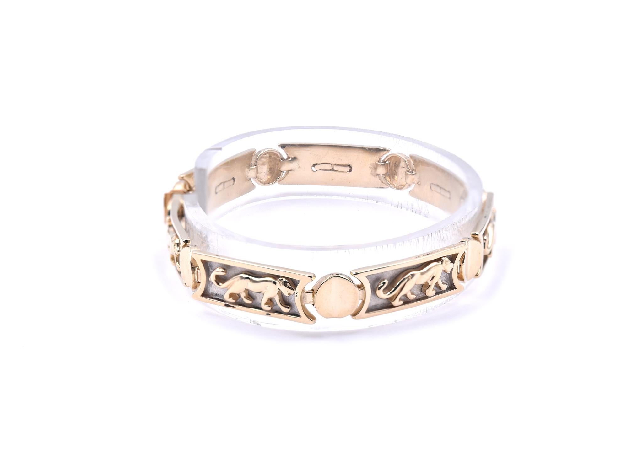 14k gold panther link bracelet
