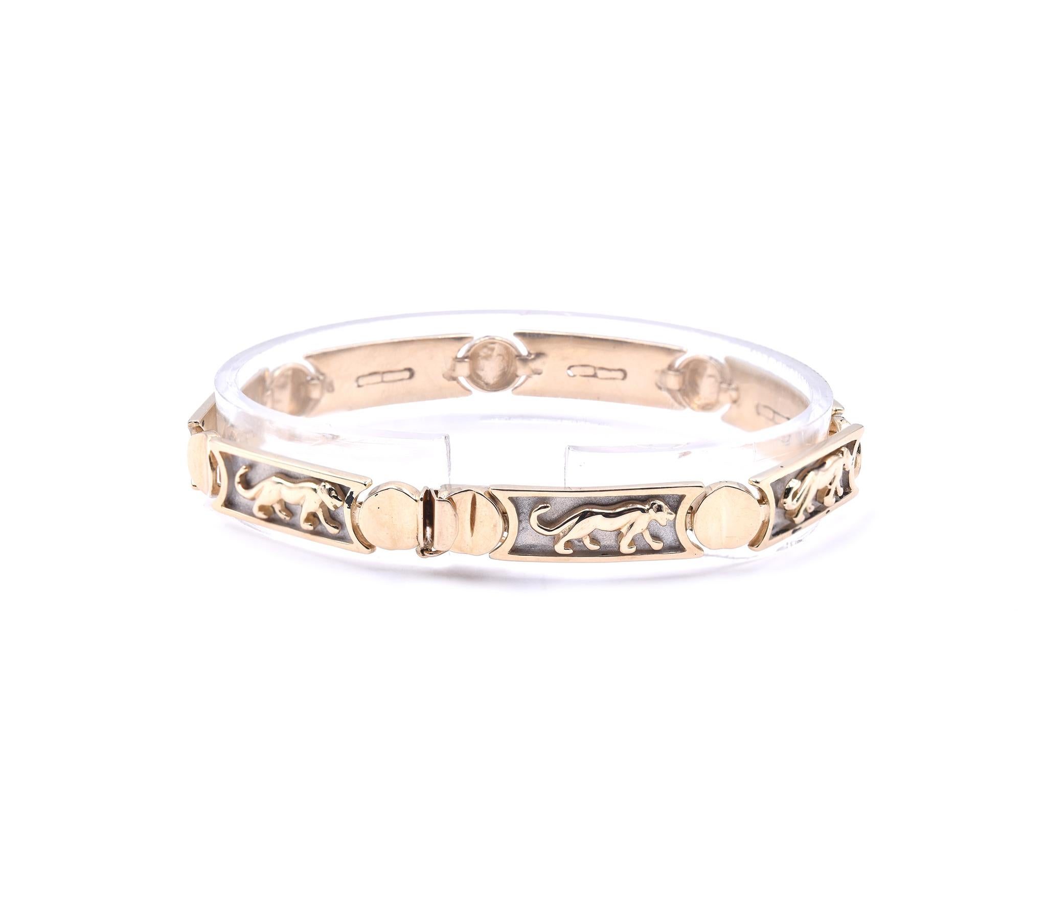 Bracelet à maillons panthère en or jaune 14 carats Excellent état - En vente à Scottsdale, AZ