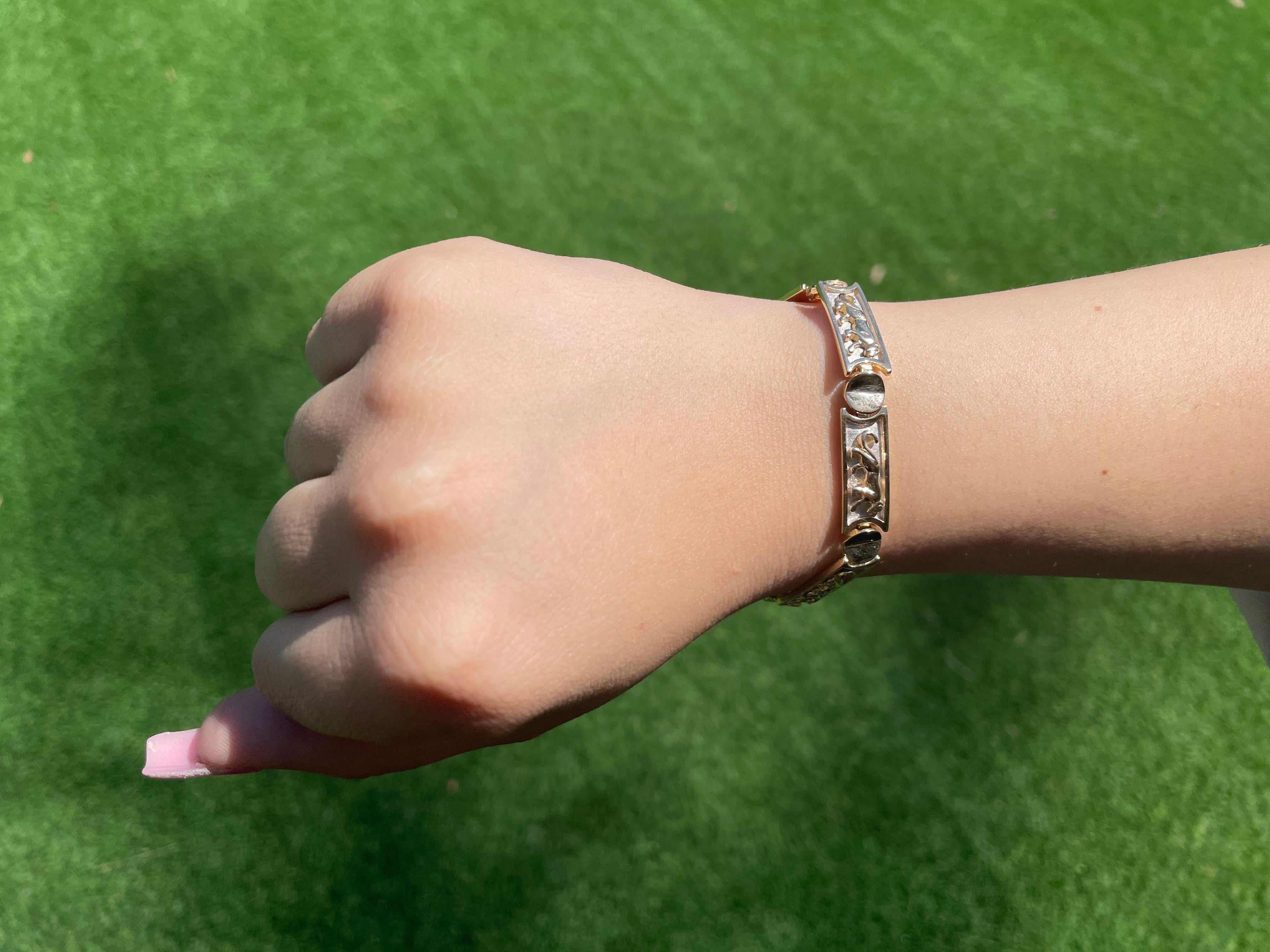 Bracelet à maillons panthère en or jaune 14 carats Pour femmes en vente