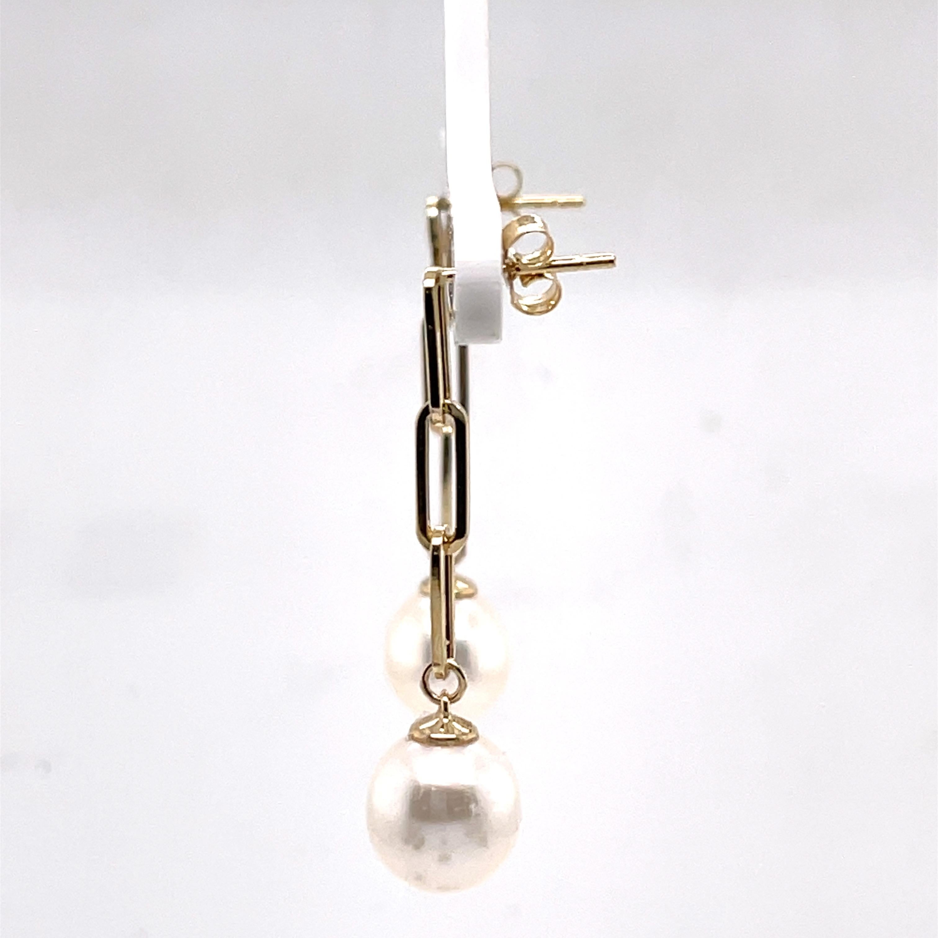 paper clip pearl earrings
