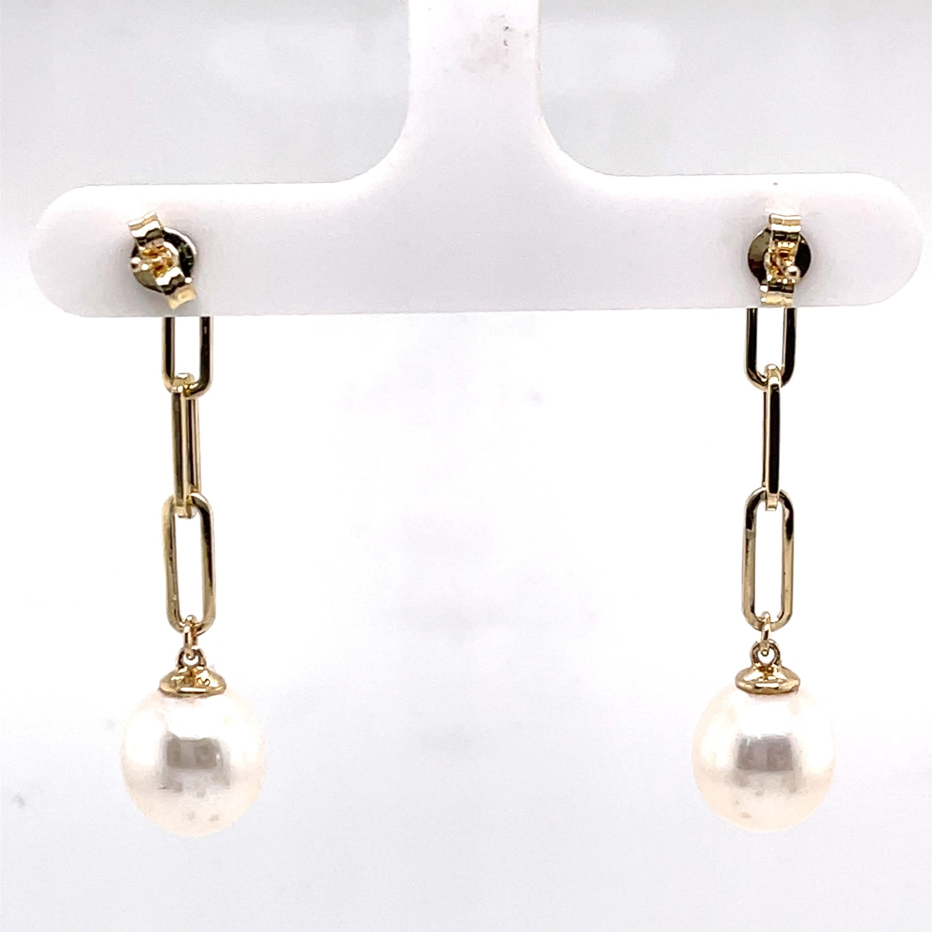 14k gold freshwater pearl earrings
