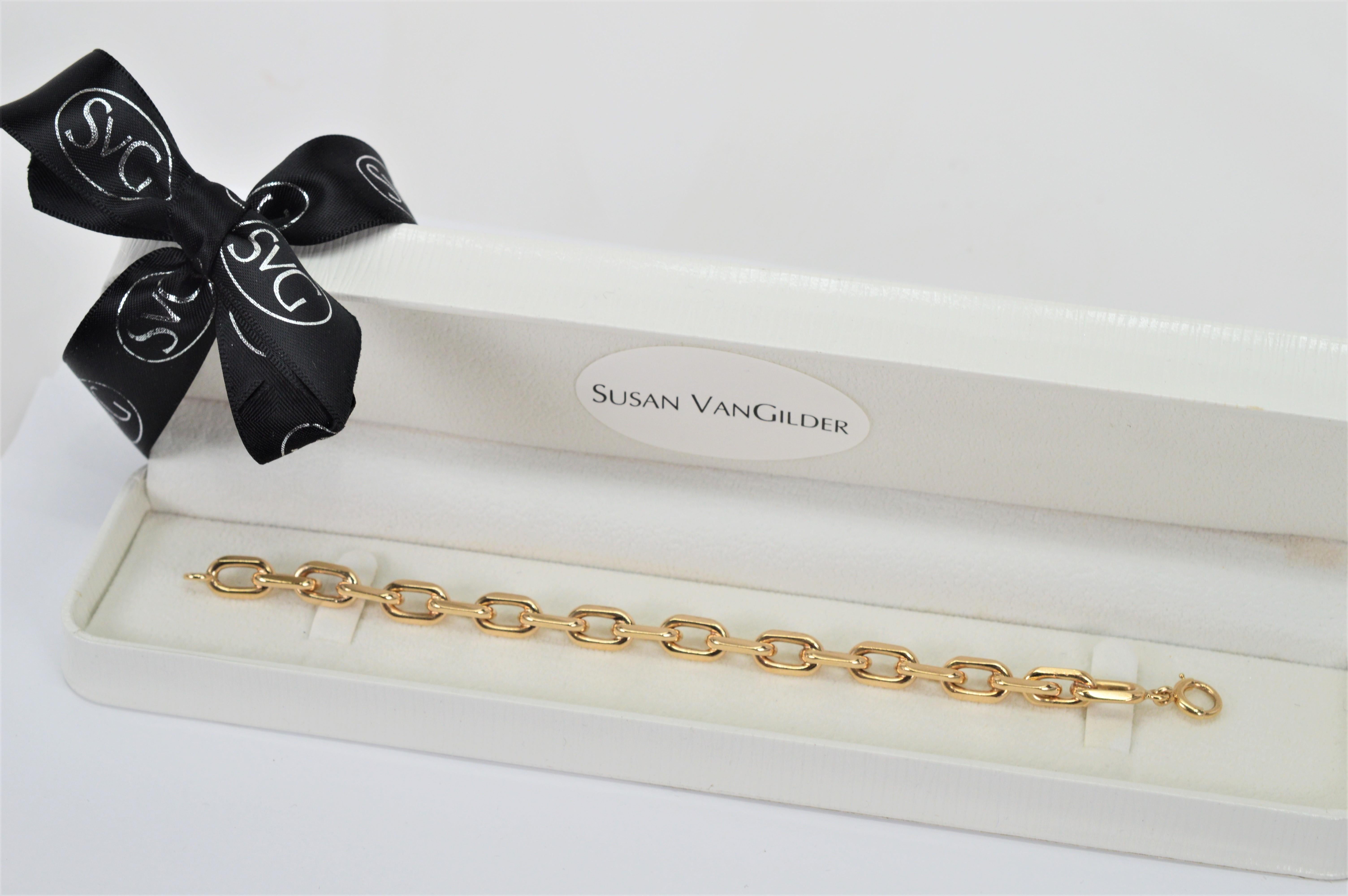 14 Karat Yellow Gold Paper Clip Chain Bracelet For Sale 1