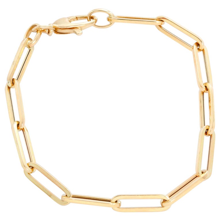 14 Karat Yellow Gold Paper Clip Chain Bracelet at 1stDibs paper clip
