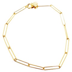 14 Karat Yellow Gold Paper Clip Chain Bracelet