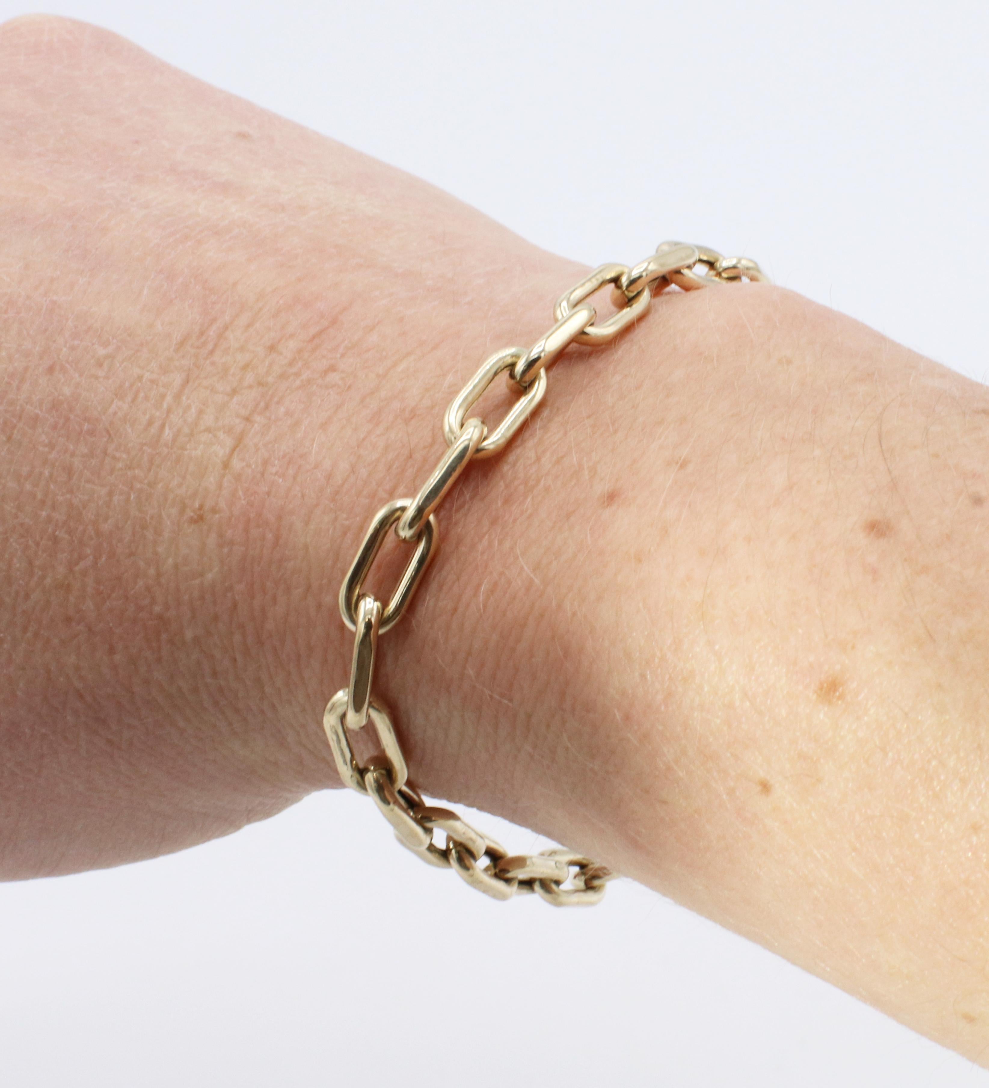 Women's 14 Karat Yellow Gold Paper Clip Chain Link Bracelet