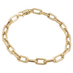 14 Karat Yellow Gold Paper Clip Chain Link Bracelet