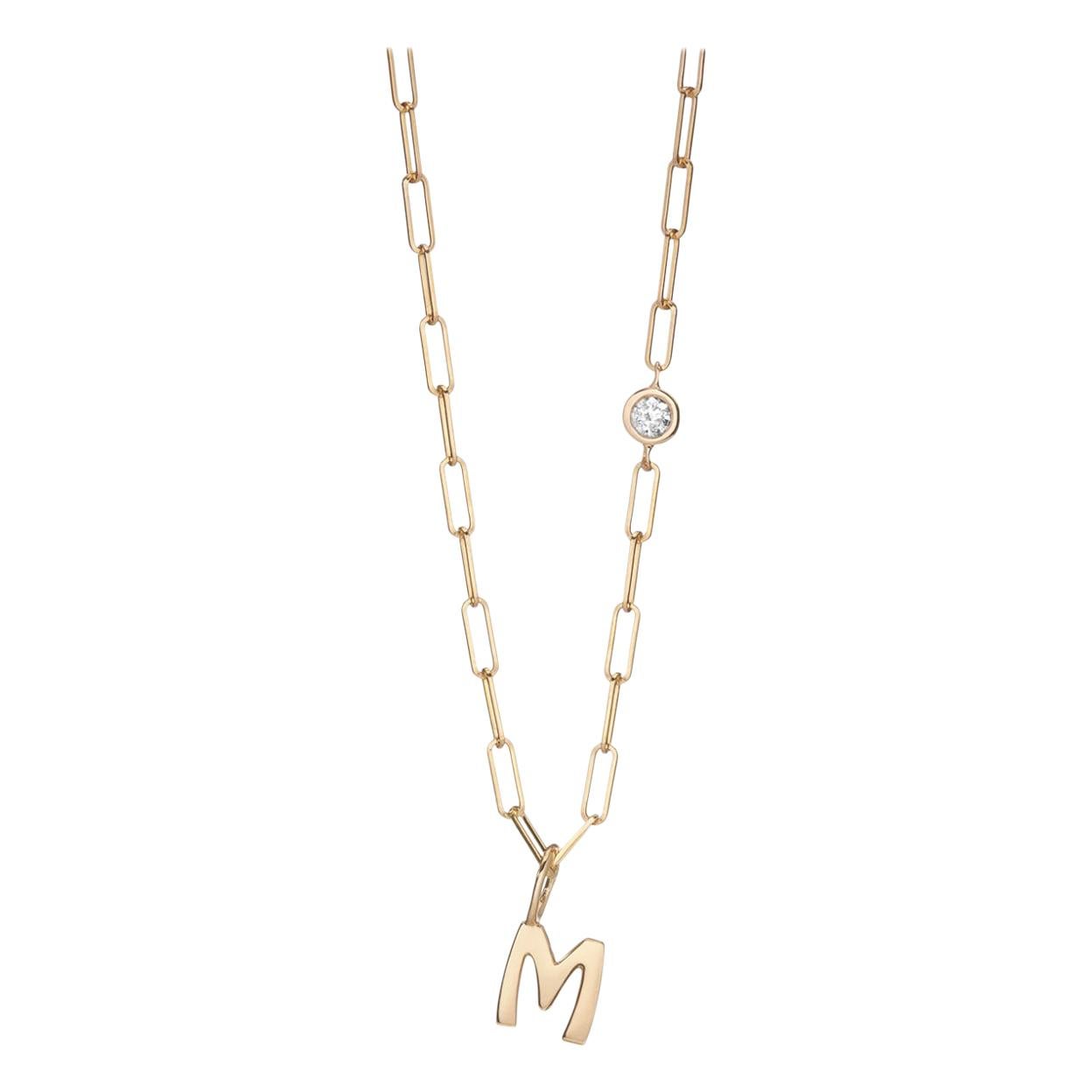 Hi June Parker Gold Paper Clip Chain with Diamond and Alphabet Charm 