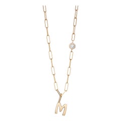 Hi June Parker Gold Paper Clip Chain with Diamond and Alphabet Charm