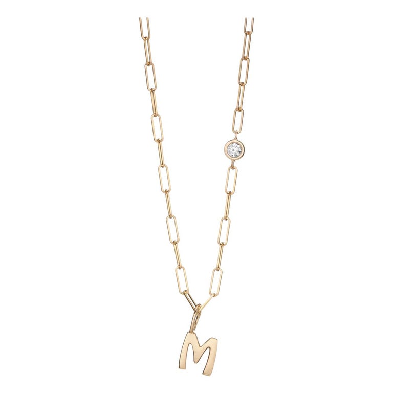 Hi June Parker Gold Paper Clip Chain with Diamond and Alphabet Charm For  Sale at 1stDibs