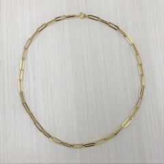 14 Karat Yellow Gold Paper Clip Link Chain Necklace, Made in Italy