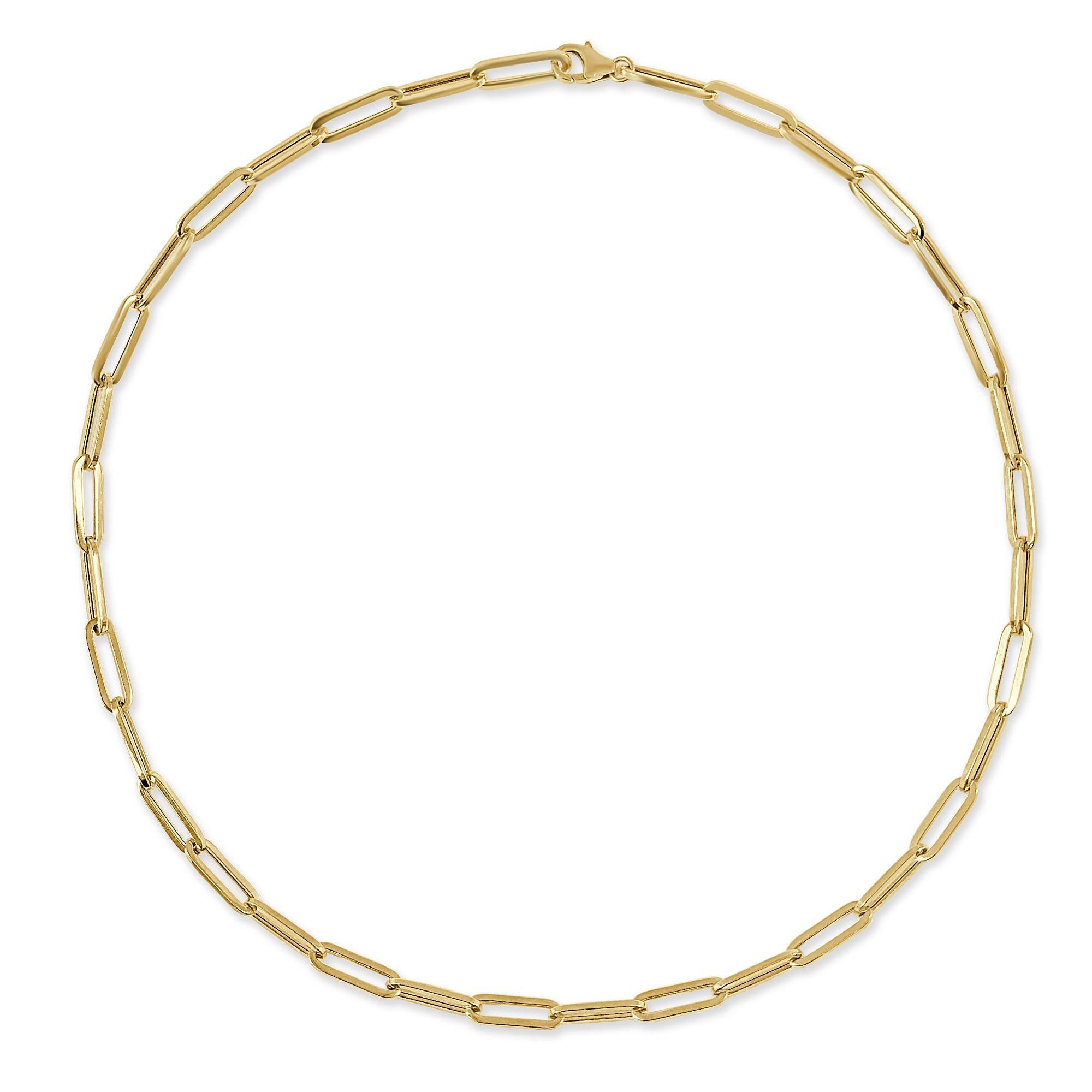 made in italy 14k gold paperclip curb chain necklace