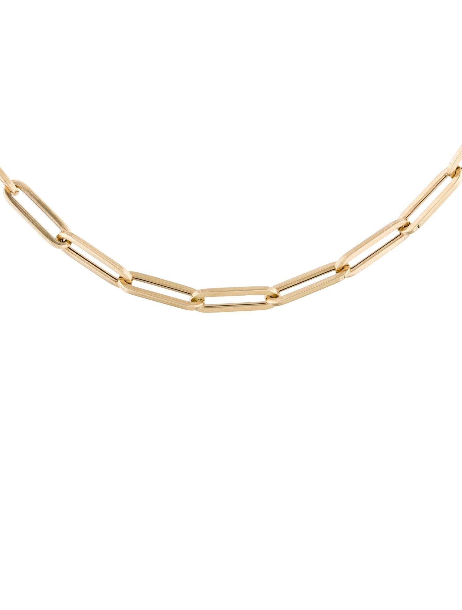 Women's 14 Karat Yellow Gold Paper Clip Link Chain Necklace, Made in Italy For Sale