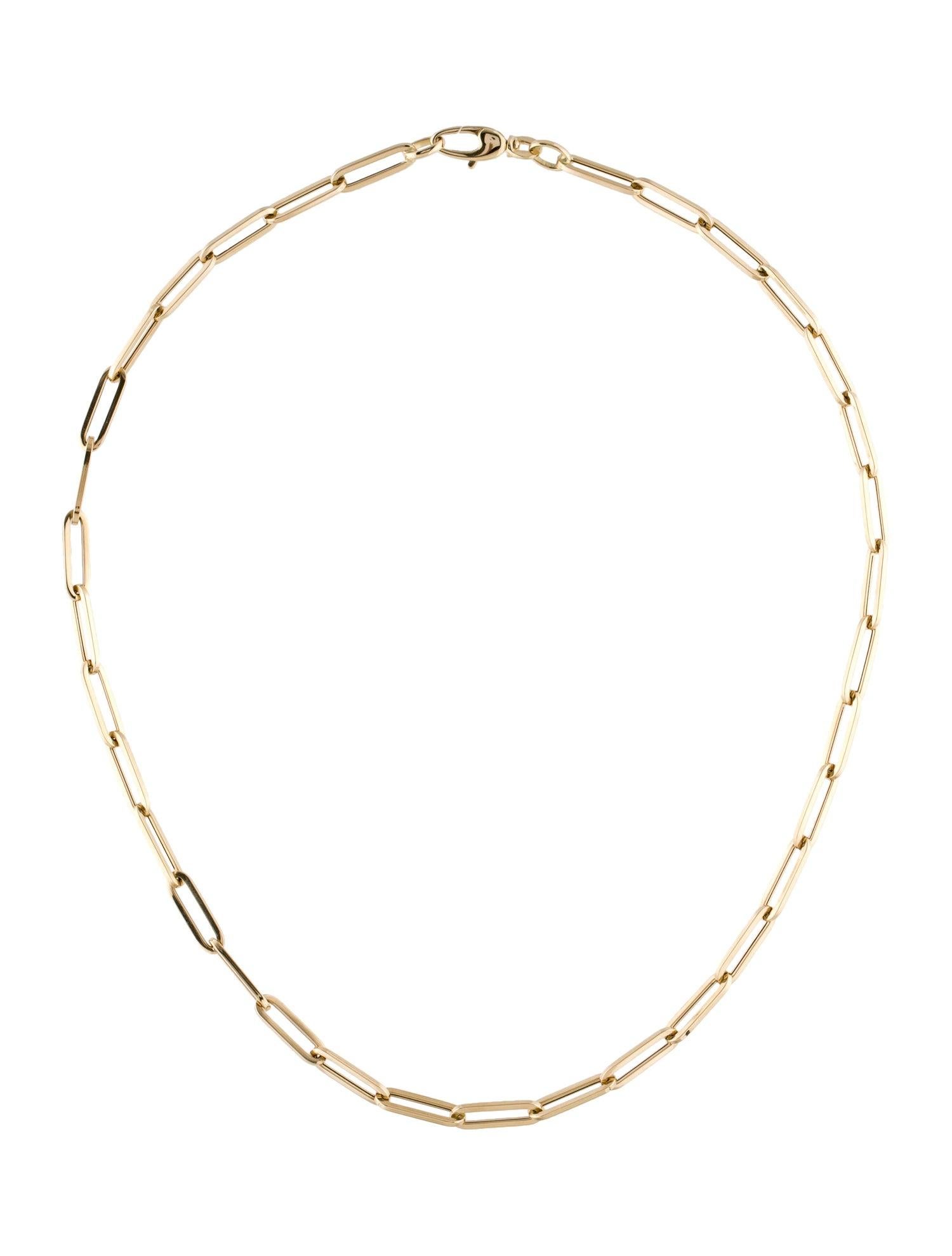14 Karat Yellow Gold Paper Clip Link Chain Necklace, Made in Italy For Sale 2