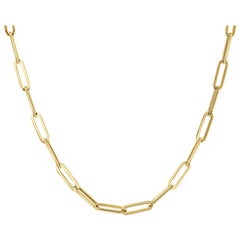 14 Karat Yellow Gold Paper Clip Link Chain Necklace, Made in Italy