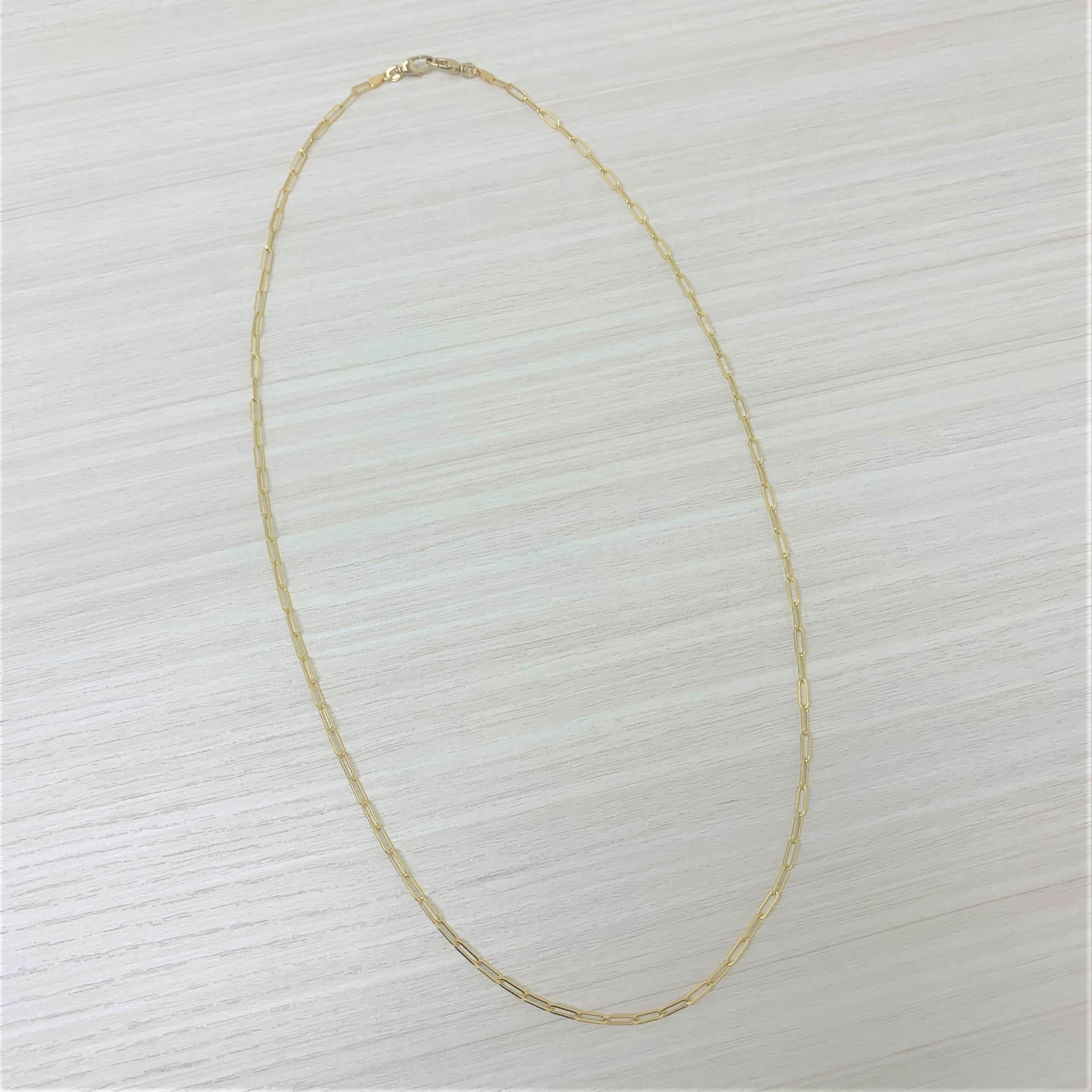 14 Karat Yellow Gold Paper Clip Mask Chain Necklace, Made in Italy In New Condition For Sale In Great neck, NY