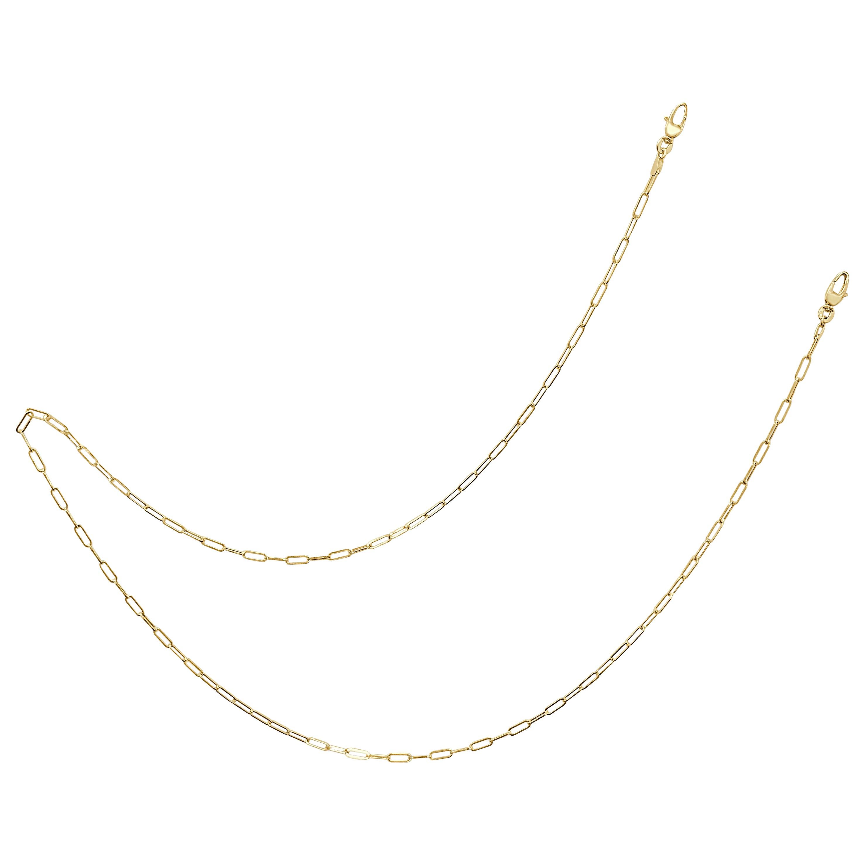 14 Karat Yellow Gold Paper Clip Mask Chain Necklace, Made in Italy