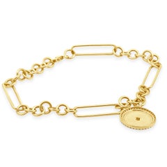 14 Karat Gelbgold Büroklammer-Armband mit Diamanten