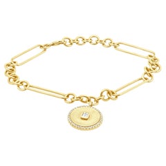 Bracciale Paperclip in oro giallo 14 carati con diamanti