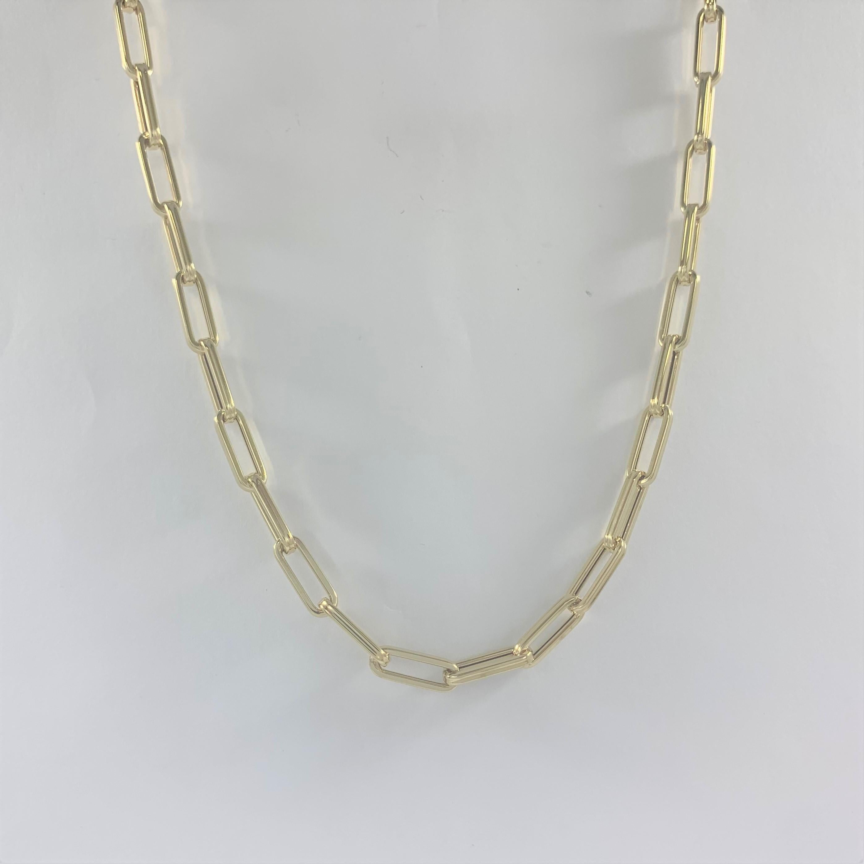 Women's 14 Karat Yellow Gold Paperclip Chain Necklace, Made in Italy