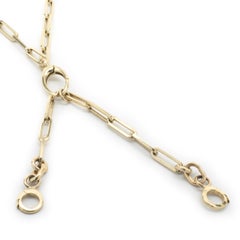 14 Karat Yellow Gold Paperclip Chain Necklace with Attachable Lariat Drops