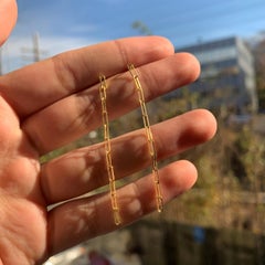 14 Karat Yellow Gold Paperclip Dangle Earring, Made in Italy