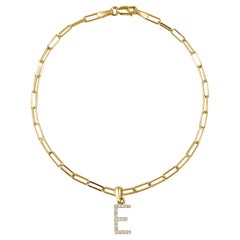 Bracelet à maillons en forme de clip en or jaune 14 carats avec initiale « E » et diamants
