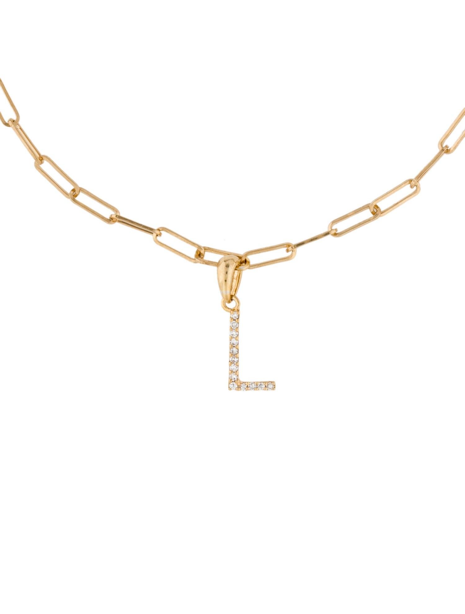Contemporain Bracelet à maillons en forme de clip en or jaune 14 carats avec diamants et initiale « L » en vente