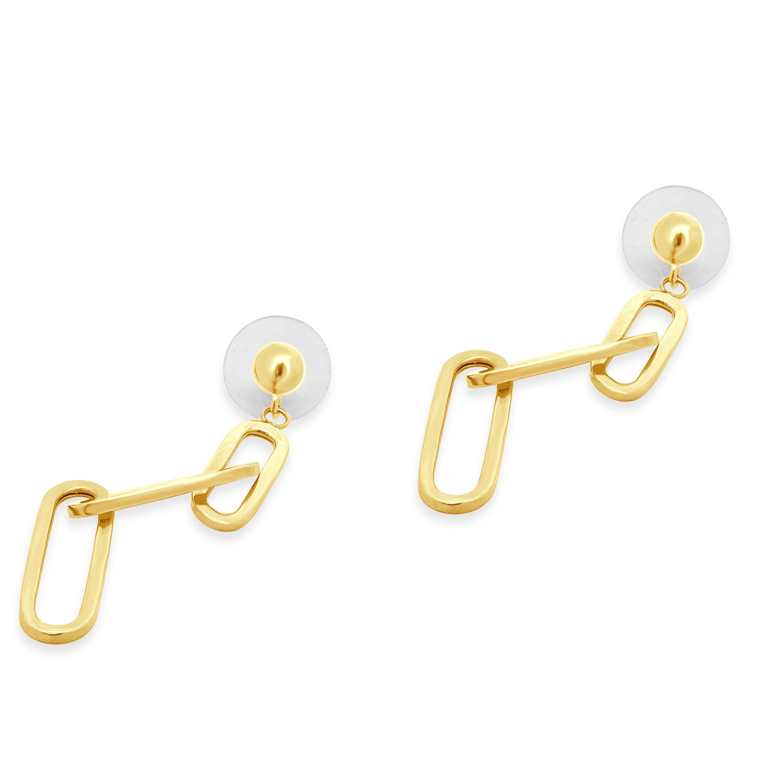 14 Karat Gelbgold Papierclip-Tropfen-Ohrringe im Zustand „Hervorragend“ im Angebot in Scottsdale, AZ